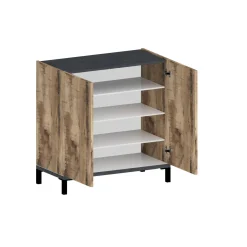 Scarpiera 2 ante acero e ardesia 80x80h cm in legno - Graziana