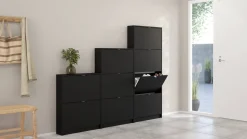 Scarpiera 4 ante nera 70x162h cm 12 paia - Desideria