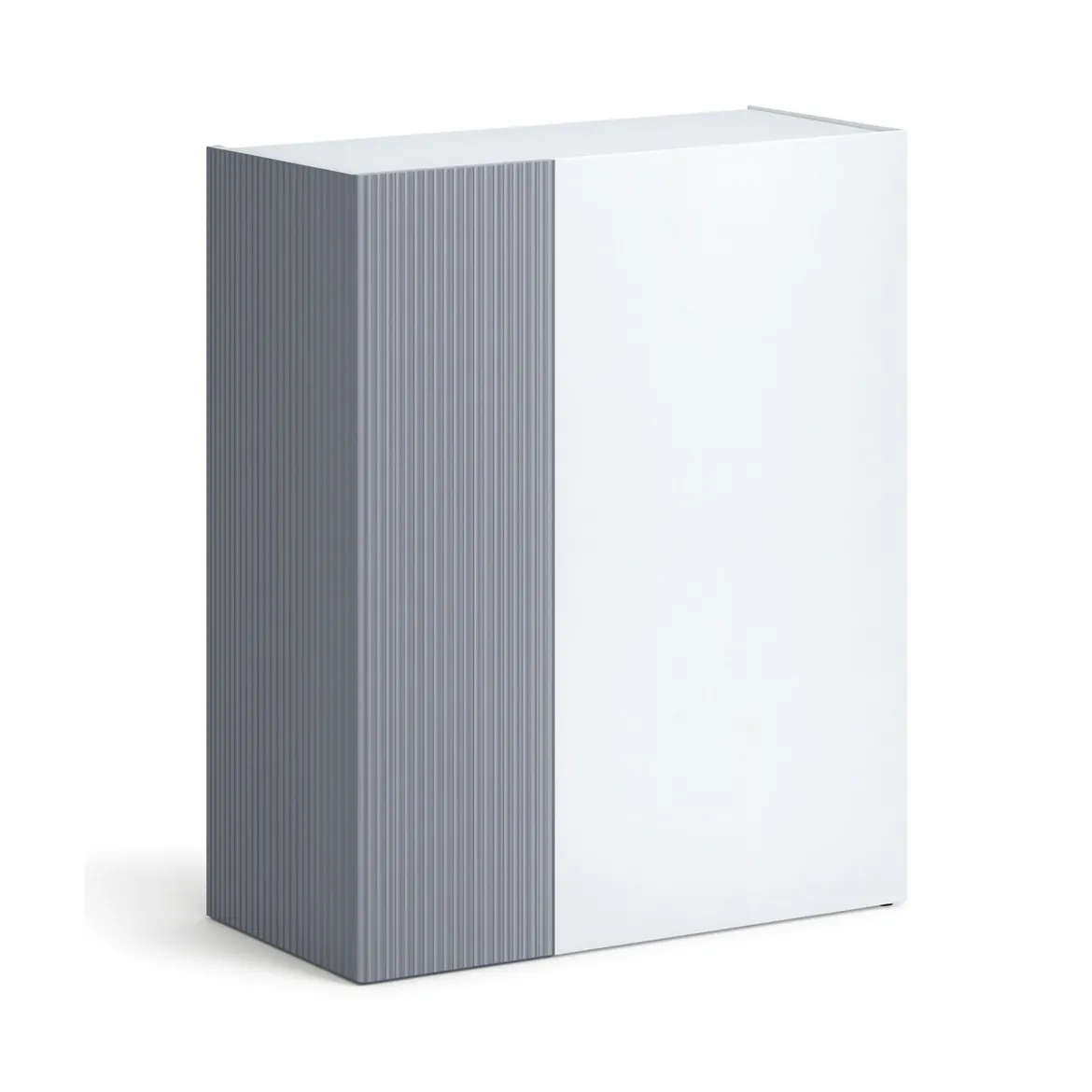 Scarpiera Bianco Lucido Grigio 5 Ripiani 20 Paia 87x34x115h cm, 6 Vani - Caresana