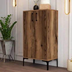Scarpiera Marrone Noce 4 Ripiani 8 Paia 60x35x111h cm, 2 Ante - Cavalieri