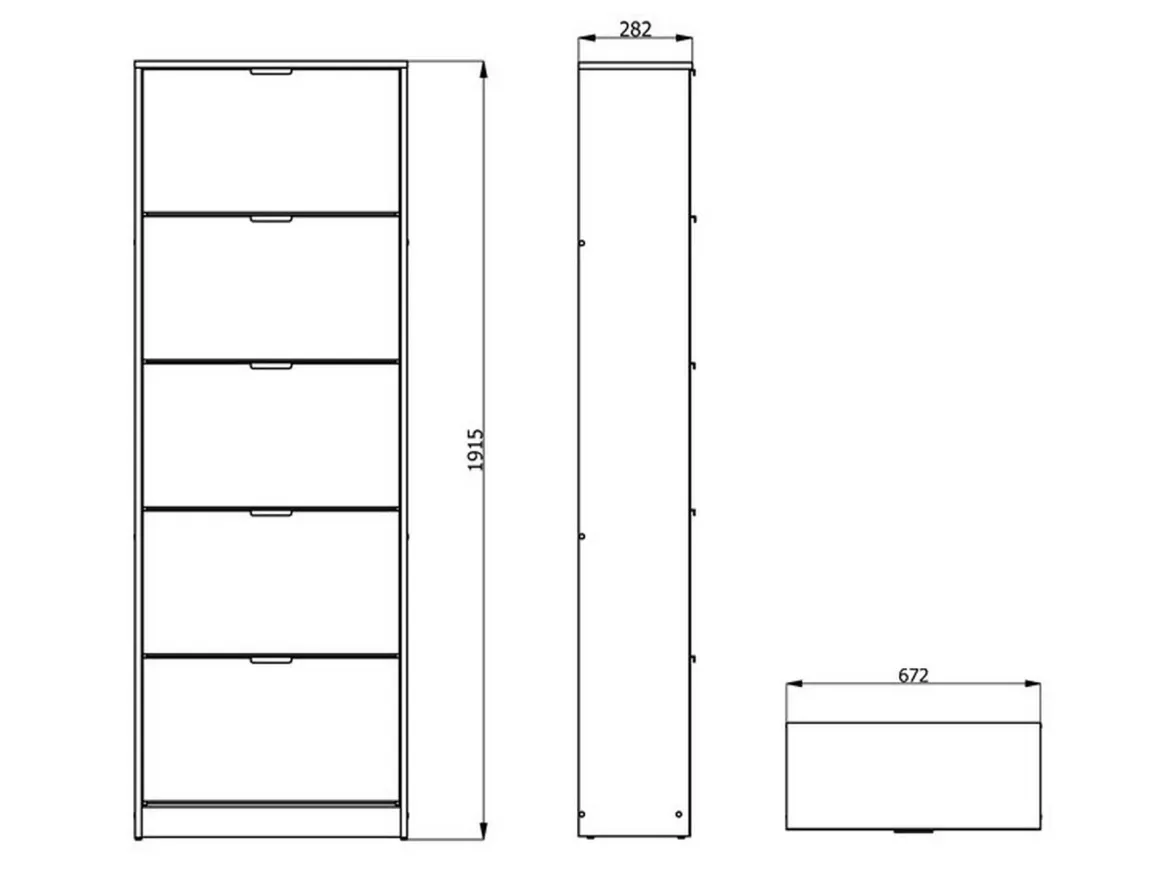 Scarpiera Marrone Rovere Grigio 6 Ripiani 6 Vani 67x28x119h cm, 3 Ante - Varna