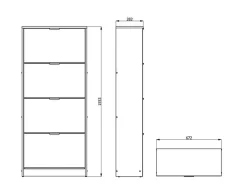 Scarpiera Marrone Rovere Grigio 8 Ripiani 8 Vani 67x28x155.5h cm, 4 Ante - Pentone