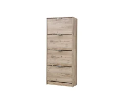 Scarpiera Marrone Rovere Grigio 8 Ripiani 8 Vani 67x28x155.5h cm, 4 Ante - Pentone