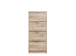 Scarpiera Marrone Rovere Grigio 8 Ripiani 8 Vani 67x28x155.5h cm, 4 Ante - Pentone