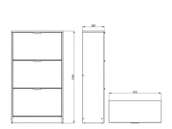 Scarpiera Marrone Rovere Nodi 6 Ripiani 3 Ante 67x28x119h cm, Maniglie Incluse - Marradi
