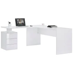 Scrivania angolare bianca lucida 180x60cm da ufficio - Ascuby