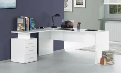 Scrivania angolare bianca lucida 180x60cm da ufficio - Ascuby