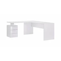 Scrivania angolare bianca lucida 180x60cm da ufficio - Ascuby