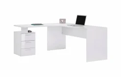 Scrivania angolare bianca lucida 180x60cm da ufficio - Ascuby