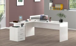 Scrivania angolare bianca lucida 180x60cm da ufficio - Ascuby