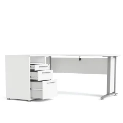 Scrivania angolare bianca 180x90cm con 3 cassetti - Leonilda