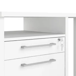 Scrivania angolare bianca 180x90cm con 3 cassetti - Leonilda