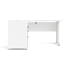 Scrivania angolare bianca 180x90cm con 3 cassetti - Leonilda