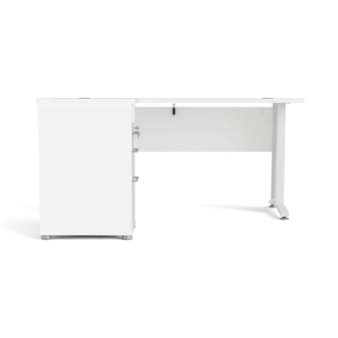 Scrivania angolare bianca 180x90cm con 3 cassetti - Leonilda