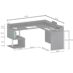 Scrivania angolare bianca 180x93cm con supporto computer - Adelma