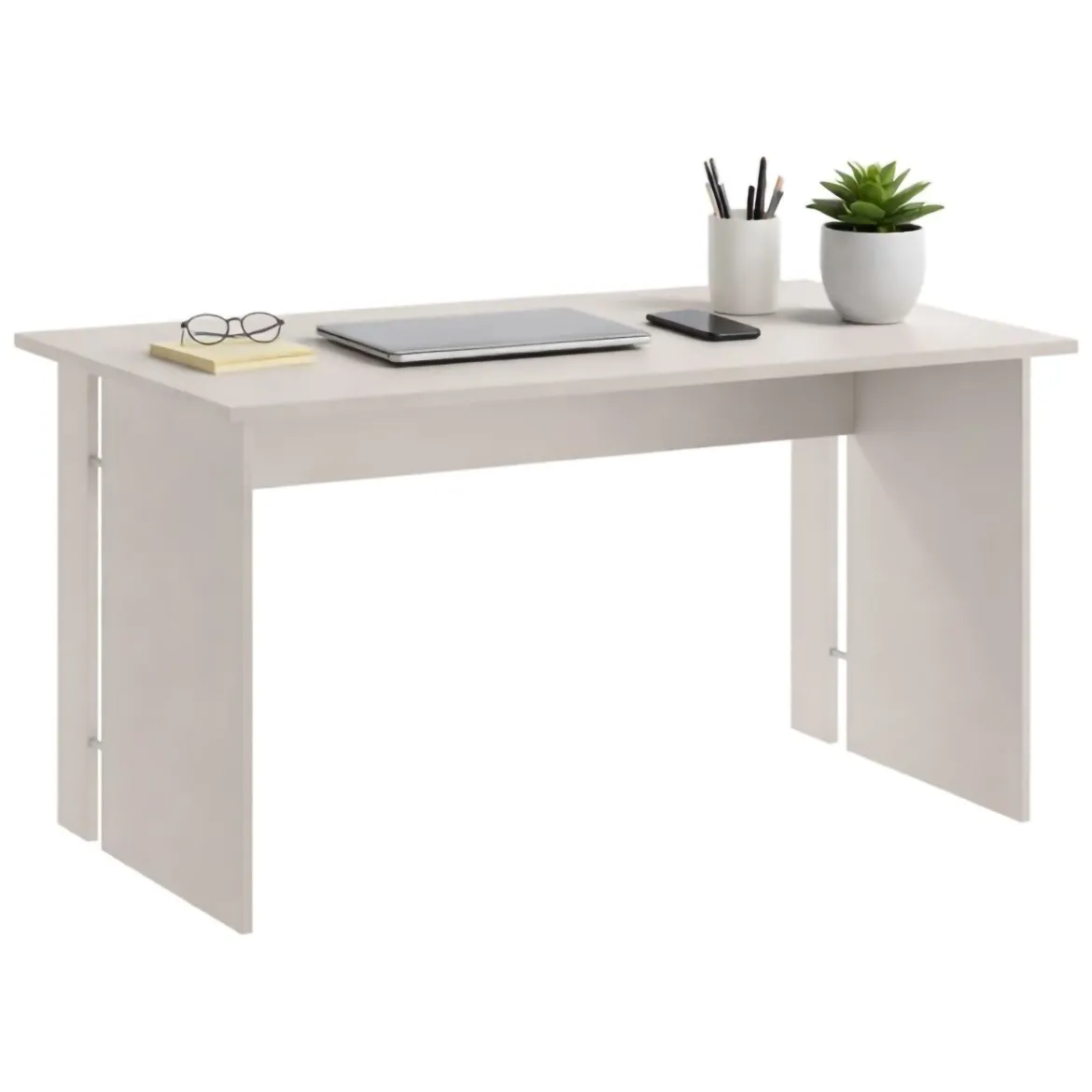 Scrivania Beige un Ripiano Materiale Piano in Legno Nobilitato 150x78x75h cm, Colore Ripiano Beige - Zibello