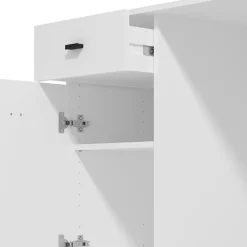 Scrivania Bianco Opaco Nero un Cassetto un Ripiano 98x45x74h cm, Un'anta - Cocham