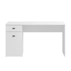 Scrivania Bianco Opaco Nero un Cassetto un Ripiano 98x45x74h cm, Un'anta - Cocham