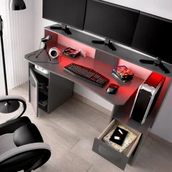 Scrivania lineare antracite 154x69cm in legno - Albertino