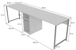 Scrivania lineare antracite 240x60cm - Violet