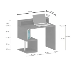 Scrivania lineare ardesia 100x50cm con supporto computer - Giusy