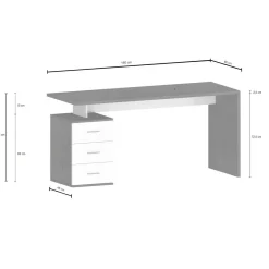 Scrivania lineare ardesia 160x90cm con 3 cassetti - Bardi