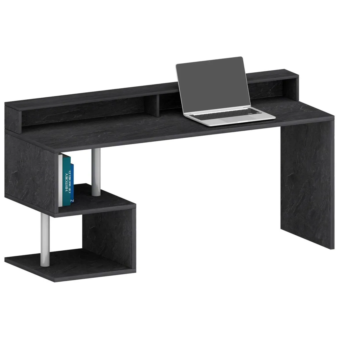 Scrivania lineare ardesia 180x60cm con supporto pc - Poseidone