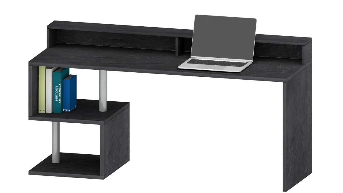 Scrivania lineare ardesia 180x60cm con supporto pc - Poseidone