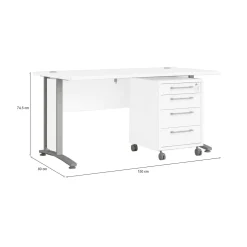Scrivania lineare bianca e grigia 150x80cm in legno - Ascorbato