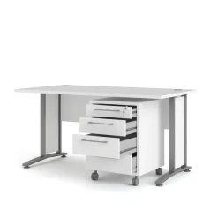 Scrivania lineare bianca e grigia 150x80cm in legno - Ascorbato