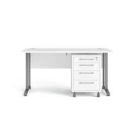Scrivania lineare bianca e grigia 150x80cm in legno - Ascorbato