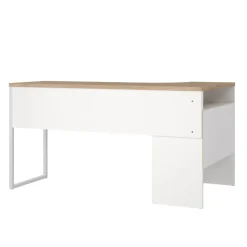 Scrivania lineare bianca e rovere 145x81cm con 2 cassetti - Moire