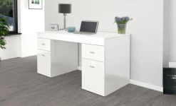 Scrivania lineare bianca lucida 130x60cm con 1 cassetto - Aladdin
