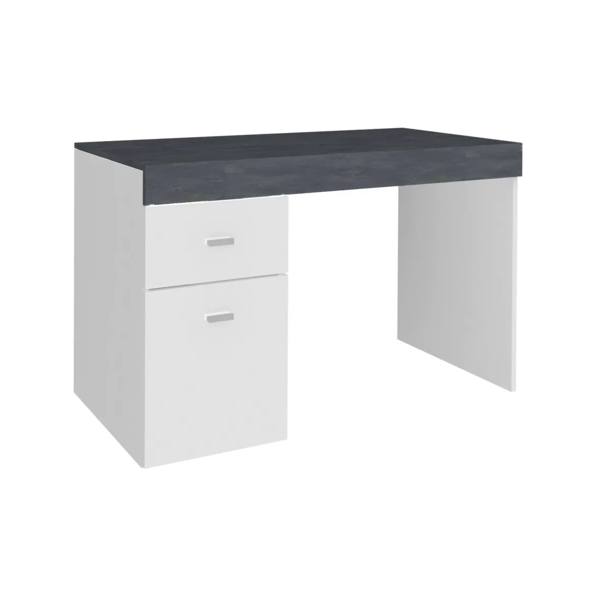 Scrivania lineare bianca lucida e ardesia 110x50cm con supporto pc - Antioco