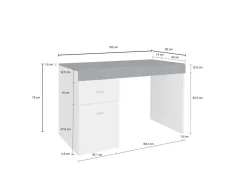 Scrivania lineare bianca lucida e ardesia 110x50cm con supporto pc - Antioco