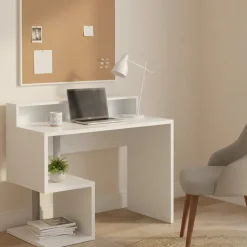 Scrivania lineare bianca 100x50cm con porta pc - Eva