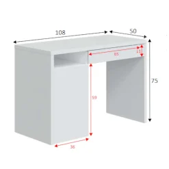 Scrivania lineare bianca 108x50cm con 2 cassetti - Arica