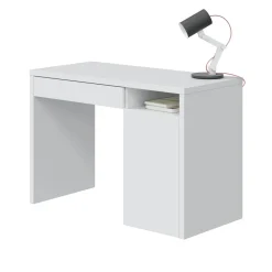 Scrivania lineare bianca 108x50cm con 2 cassetti - Arica