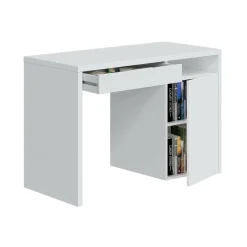 Scrivania lineare bianca 108x50cm con 2 cassetti - Arica