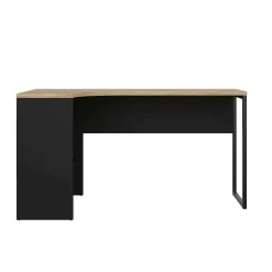 Scrivania lineare nera e quercia 145x81cm con 2 cassetti - Moire