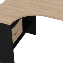 Scrivania lineare nera e rovere 145x81cm con 2 cassetti - Moire