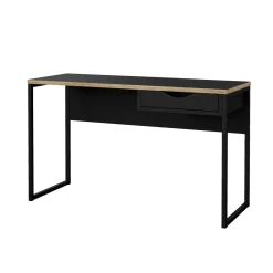 Scrivania lineare nera 130x48cm con 1 cassetto - Gil