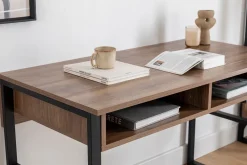 Scrivania Marrone Noce Nero 4 Ripiani 2 Vani 120x55x96h cm, Colore Ripiano Marrone - Tramonti