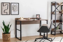 Scrivania Marrone Noce Nero un Ripiano Sfumatura Colore Ripiano Noce 140x70x74h cm, Colore Struttura Nero - Frascati