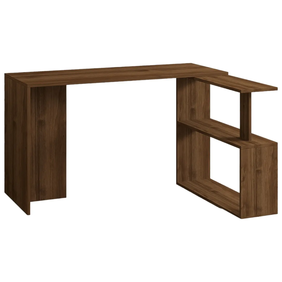 Scrivania Marrone Noce 3 Ripiani 3 Vani 90x50x70h cm, con Libreria - Cancello
