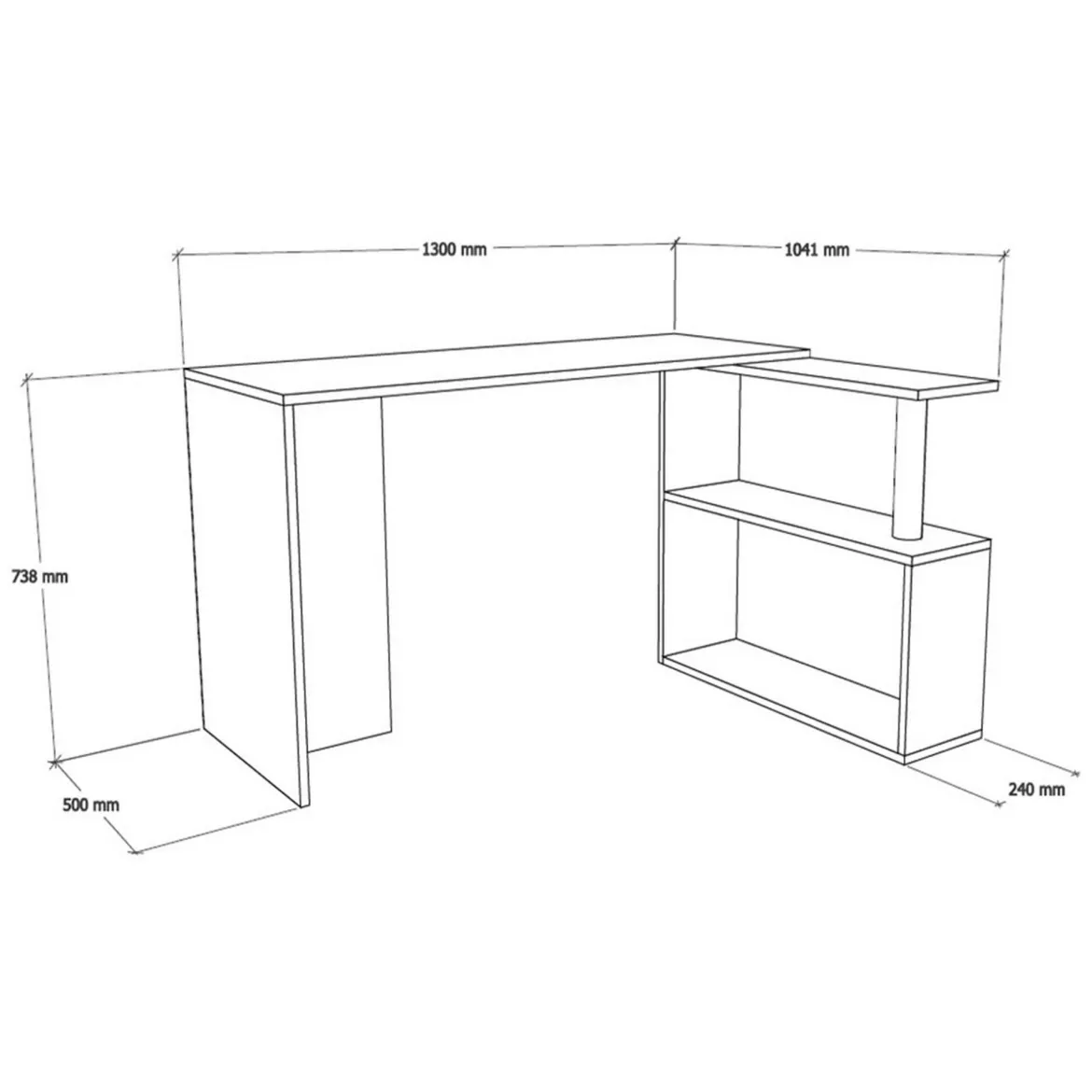 Scrivania Marrone Noce 3 Ripiani 3 Vani 90x50x70h cm, con Libreria - Cancello