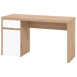 Scrivania Marrone Rovere Nodi Bianco un Cassetto 2 Ripiani 98x47x74h cm, Un'anta - Anholt