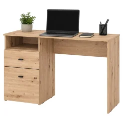 Scrivania Marrone Rovere Nodi Nero 2 Cassetti 2 Ripiani 127x51x77h cm, un Vano - Frutal
