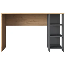 Scrivania Marrone Rovere Nodi Nero Antracite 5 Ripiani 5 Vani 120x55x150h cm, con Libreria - Gradara