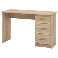 Scrivania Marrone Rovere un Ripiano 3 Cassetti 121x50x74.5h cm, Maniglie Incluse - Rifiano